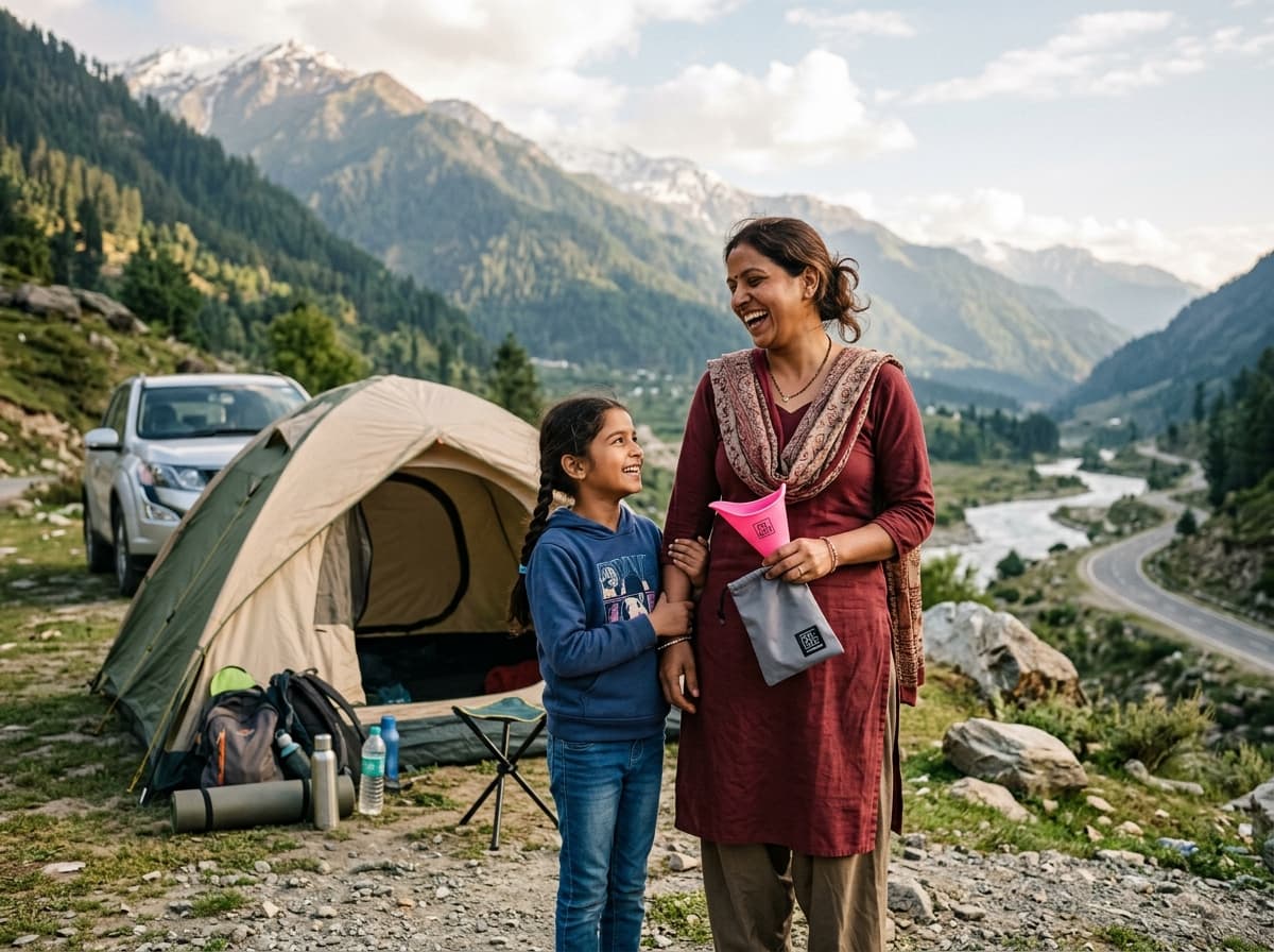Mother and daughter camping with Looway Yatra Kit