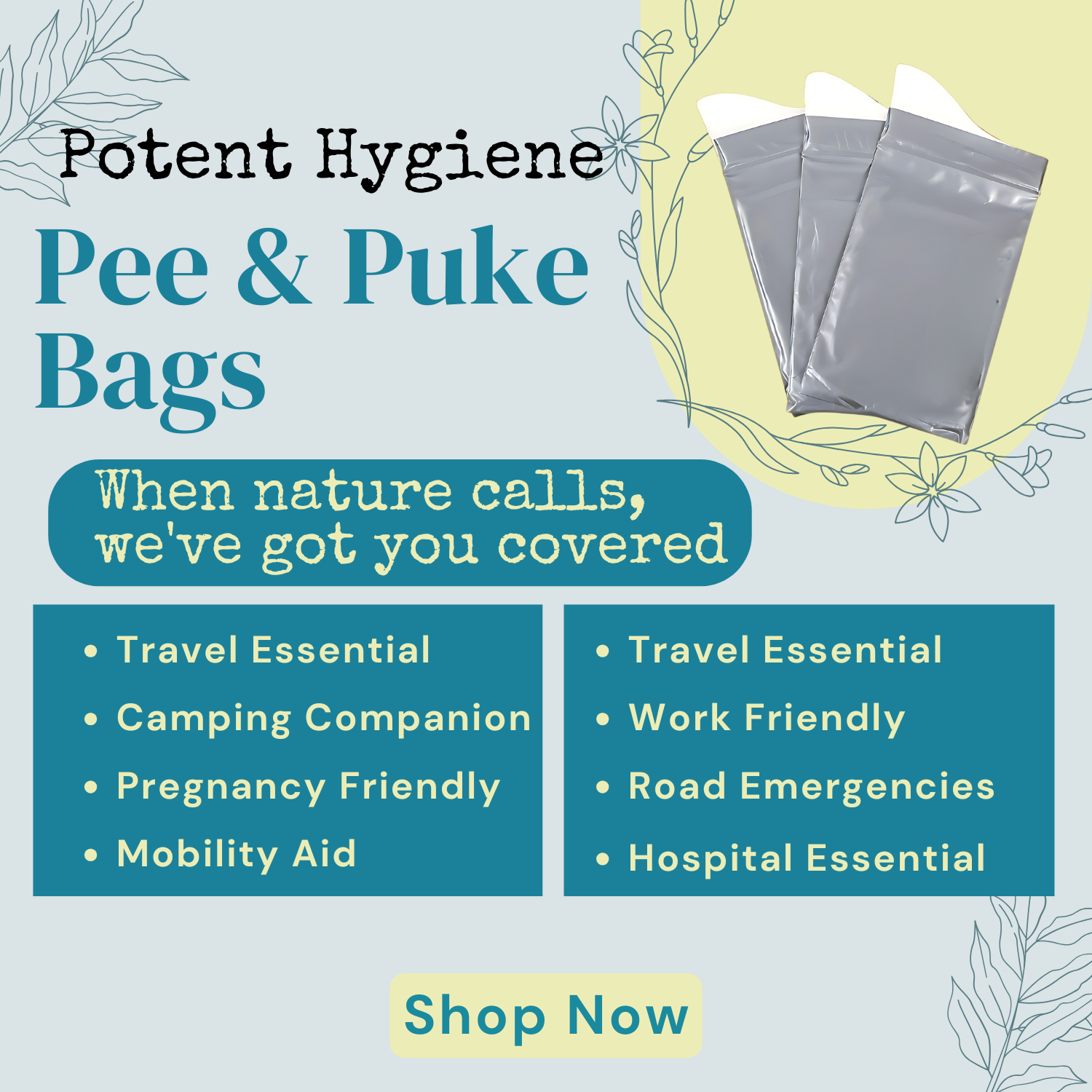 Kids Pee Puke Travel Combo