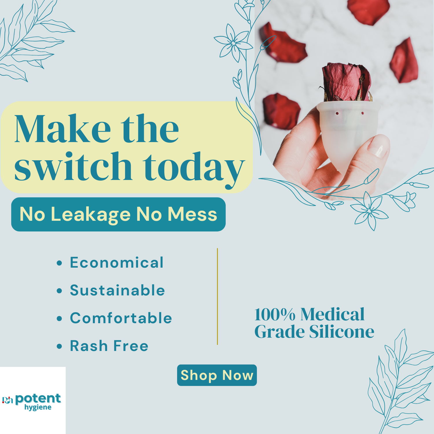 Menstrual Cup and Organic Panty Liners Combo