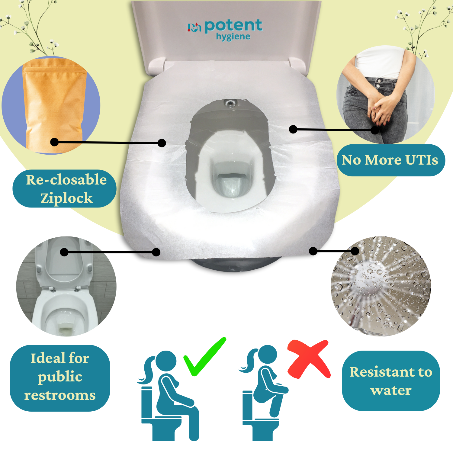 Organic Sanitary Pads and Toilet Seat Guards Combo