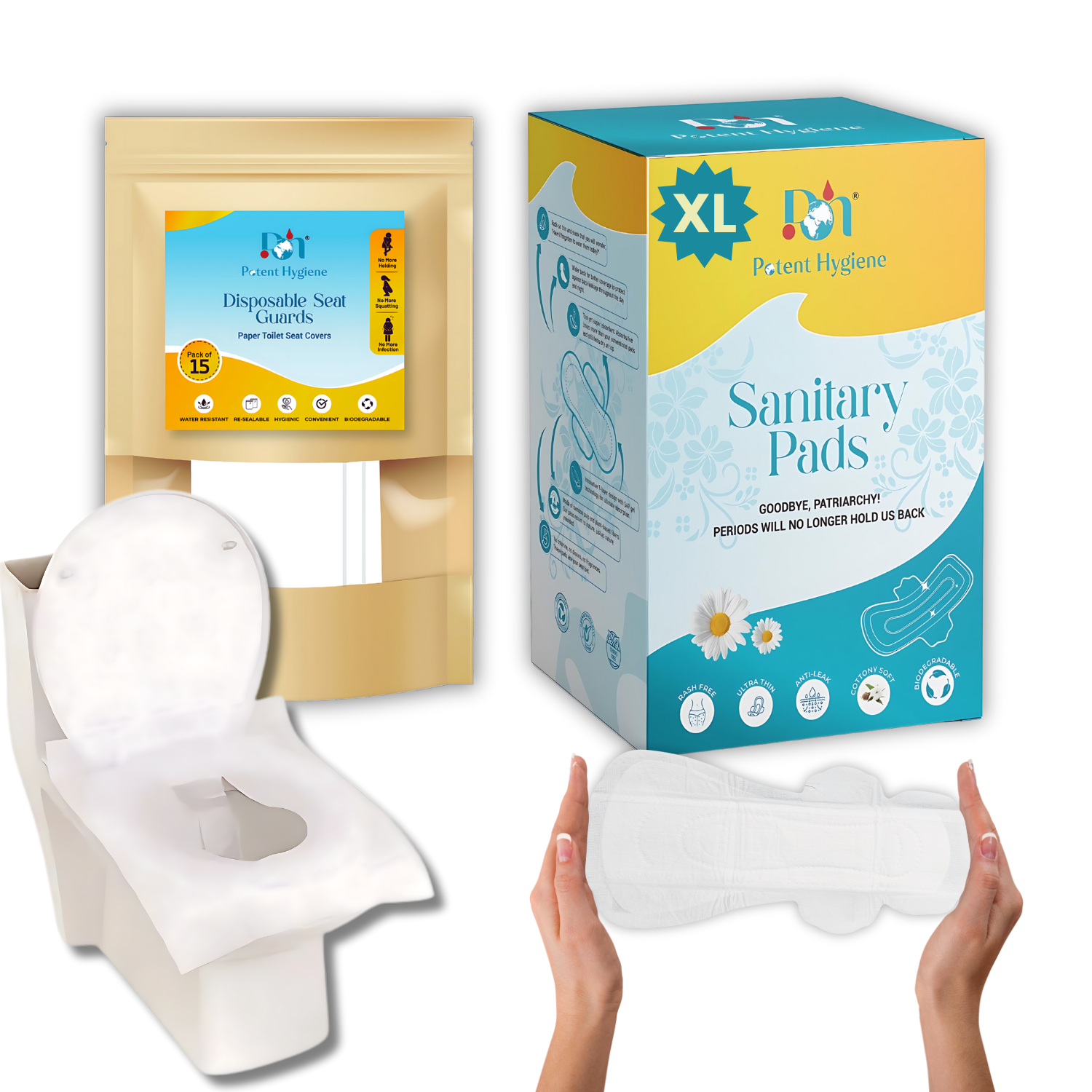 Organic Sanitary Pads and Toilet Seat Guards Combo