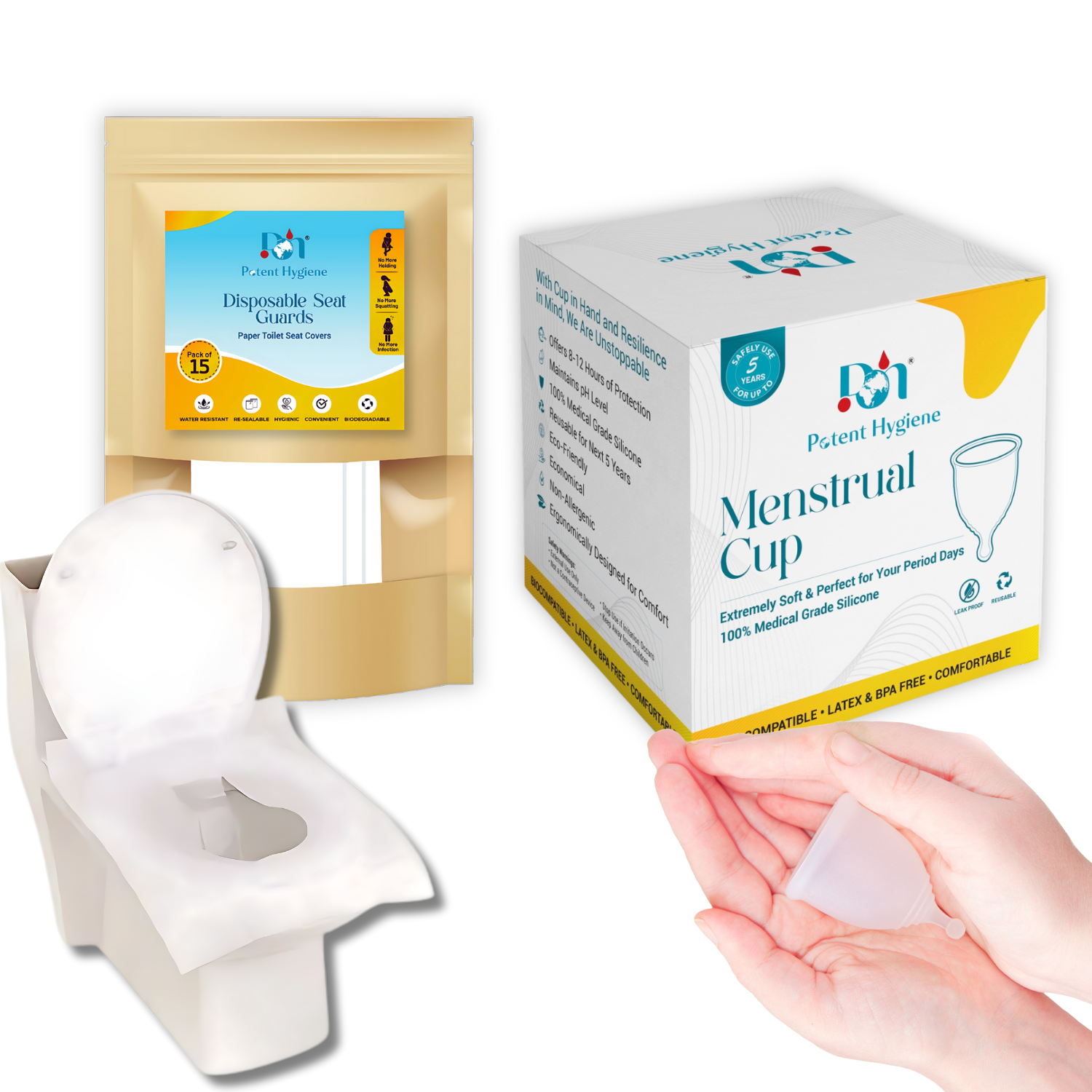 Menstrual Cups and Toilet Seat Guards Combo